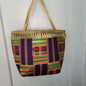 Colorful African patterns totes bag Festy multicolor fringes hand shoulder bags